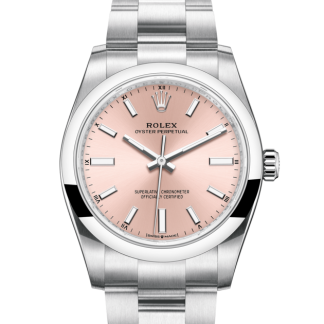 replika Rolex Oyster Perpetual 34 Oyster 34 mm Oystersteel Pink urskive M124200-0004