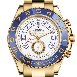 replika Rolex Yacht-Master II Oyster 44 mm gult guld Hvid urskive M116688-0002