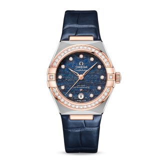 replika Omega Constellation Co Axial Master Chronometer 29 mm dameur blå O13128292099003