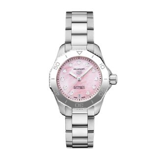 replika TAG Heuer Aquaracer 30 mm dameur Strawberry Pink The Watches of Switzerland Group Exclusive WBP2416.BA0622